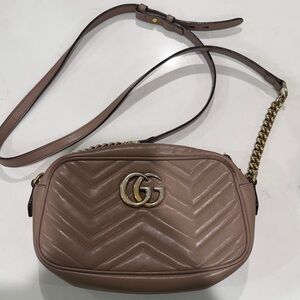 GUCCI Beige Leather GG Marmont Crossbody 💯 authentic